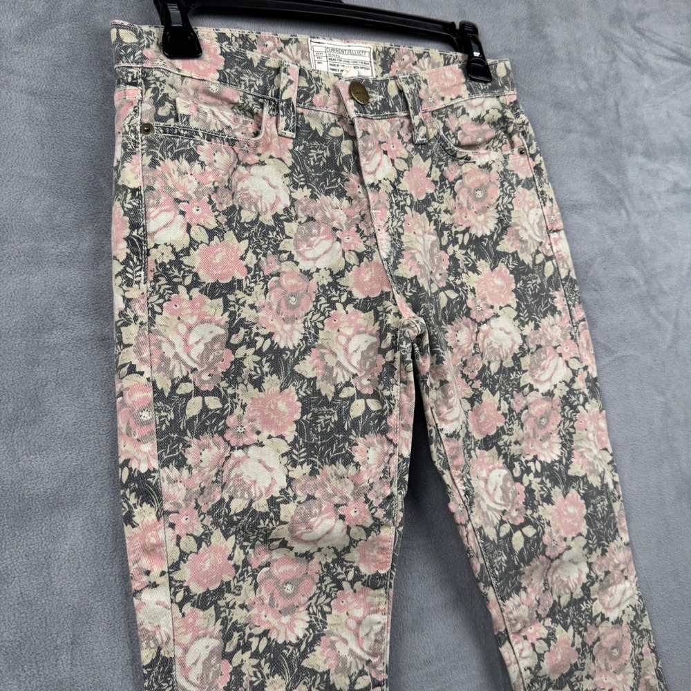 Current Elliott Floral Print Jeans Size‎ 25 Stiletto Phoenix Skinny Denim - Picture 2 of 9